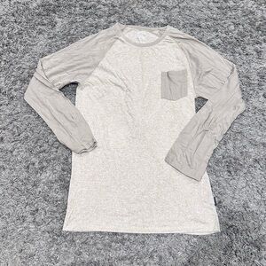 3/$15 Cream and Gray Long Sleeve Raglan Shirt